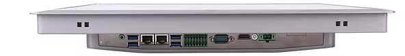 Endüstriyel panel PC'nin alt yüzündeki bağlantı noktaları